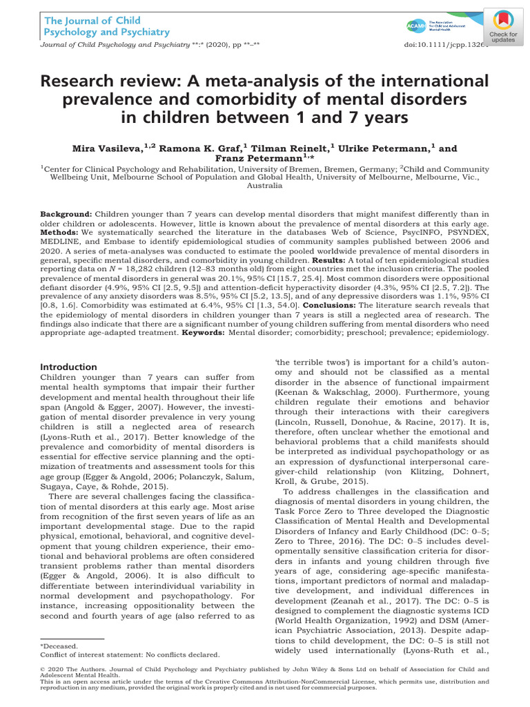 Prevalence of Mental Disorders in Young Children | PDF | Mental ...