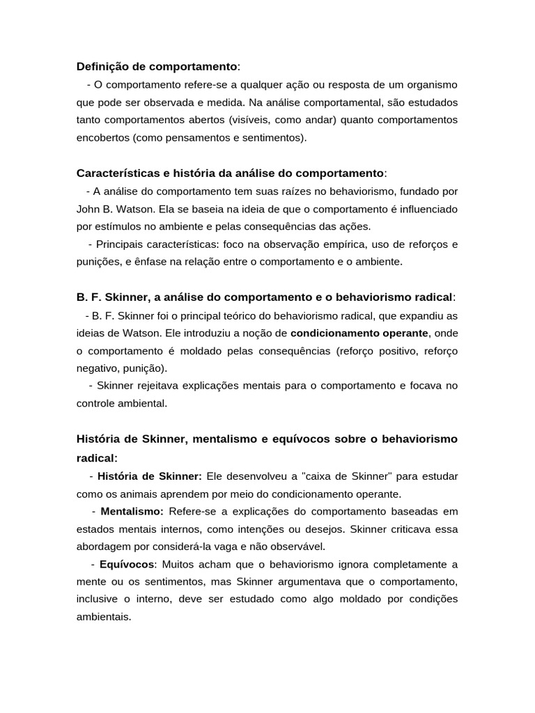 Punição e Comportamento em Skinner | PDF | Behaviorismo | Comportamento