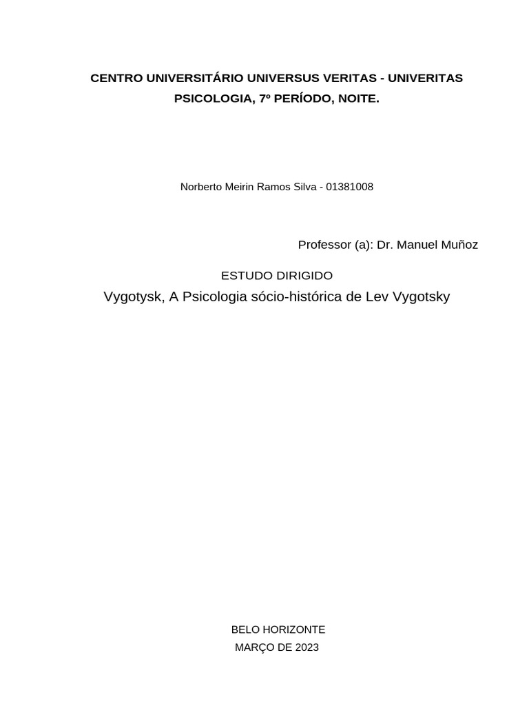 Vygotsky: Planos Genéticos e ZDP | PDF | Aprendizado | Psicologia