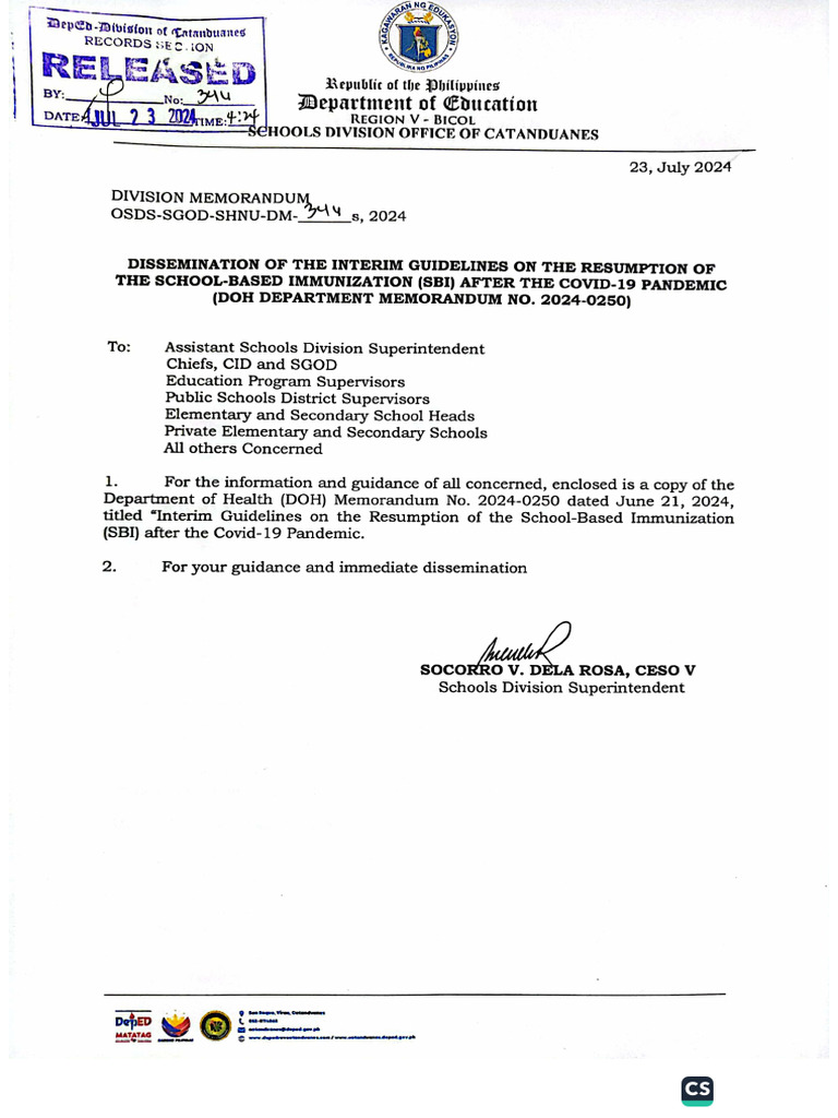 Interim Guidelines for SBI Resumption | PDF | Vaccines | Immunodeficiency