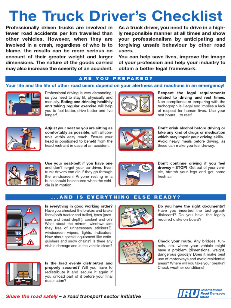 En Truck Driver Checklist | PDF | Traffic Collision | Truck Driver