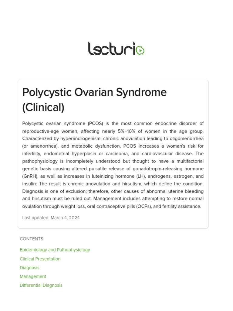 Clinical Insights on PCOS Management | PDF | Polycystic Ovary Syndrome ...