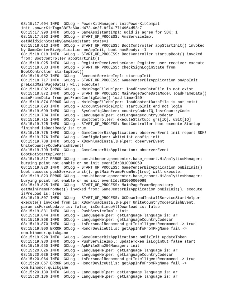 Game Center Initialization Log Analysis | PDF | Computer Science ...