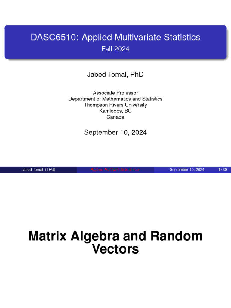 Lecture 2 Sep 10 2024 | PDF | Matrix (Mathematics) | Eigenvalues And ...