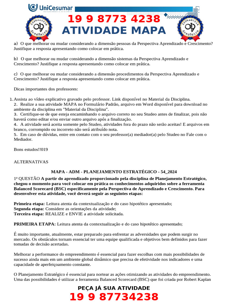 Atividade Mapa: Peça Já Sua Atividade | PDF | Carreira e Crescimento