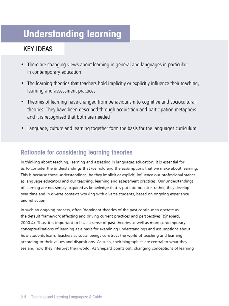 Understand Learning - Teaching and Learning Languages A Guide | PDF ...