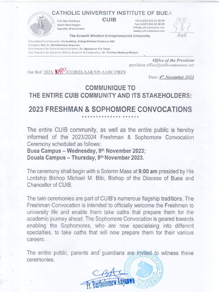 CONVOCATION CEREMONY - Communique + Program | PDF