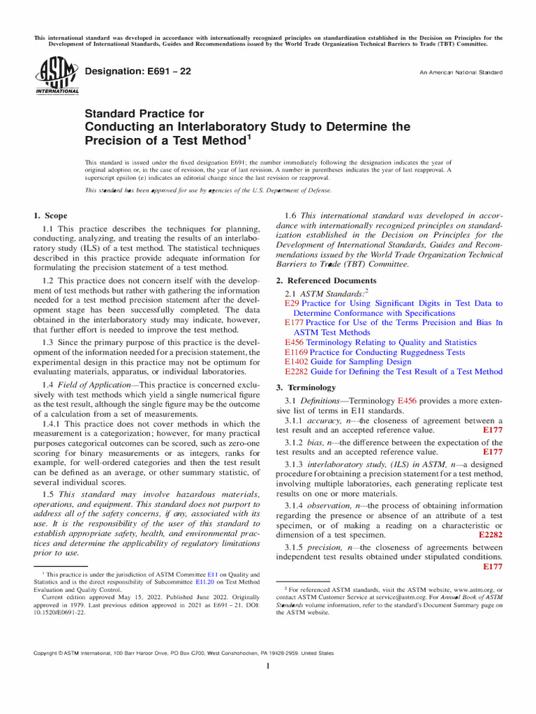 Astm E691-22 | PDF | Variance | Standard Deviation