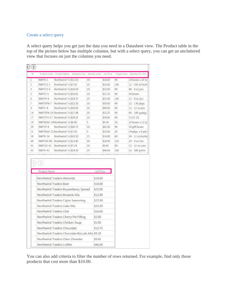 Creating Select Queries in Access | PDF | Table (Database) | Databases