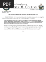 Download SENATOR COLLINS STATEMENT ON PROTECT IP ACT by Susan Collins SN78656062 doc pdf