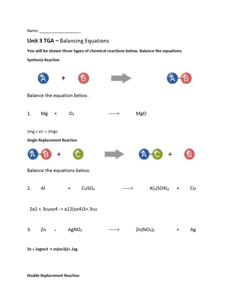 Balancing Chemical Equations Guide | PDF | Teaching Methods & Materials