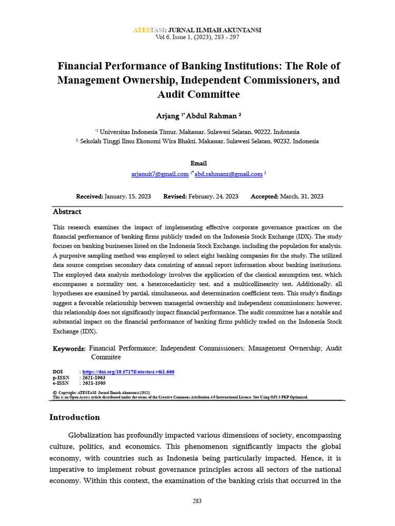 Financial Performance of Banking Institutions The | PDF | Corporate ...