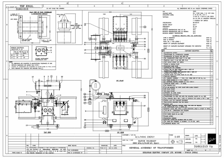 2 MVA Transformer GA DWG | PDF