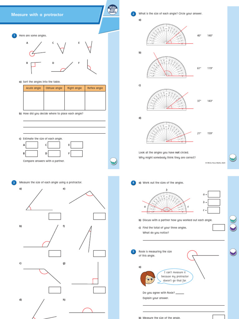 Lesson 3 Y6 Summer Block 1 WO1 Measure With A Protractor 2020 | PDF ...