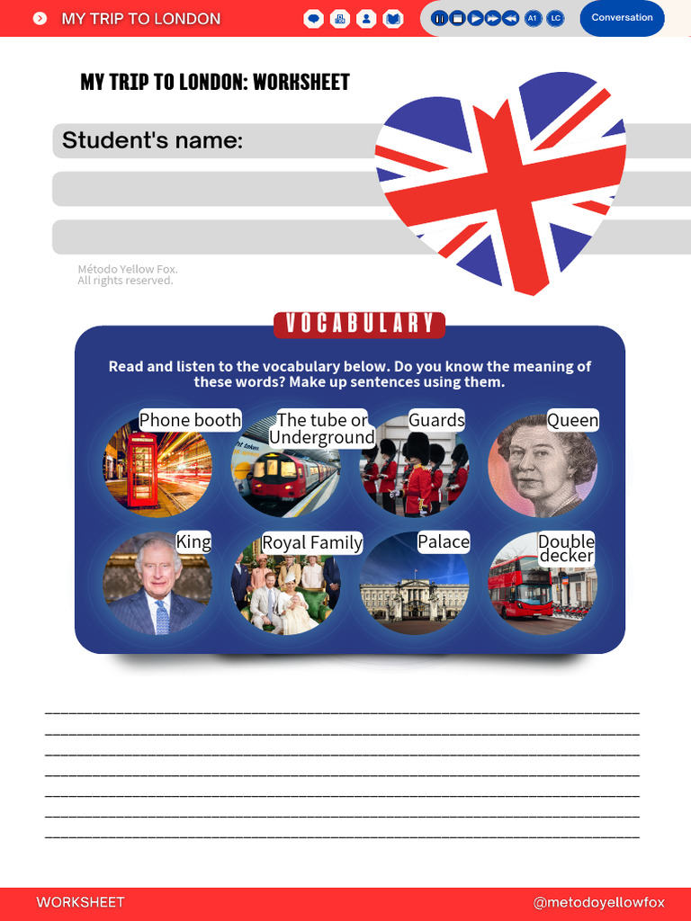 My Trip to London Worksheet | PDF