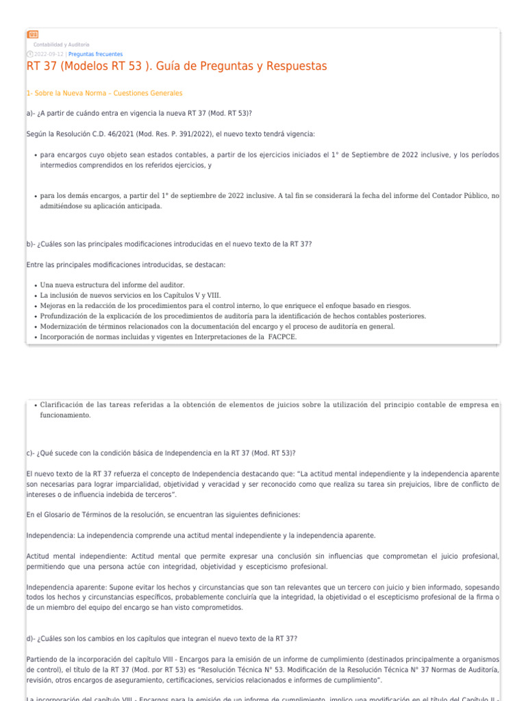RT 53 Guía | PDF | Auditoría | Contador