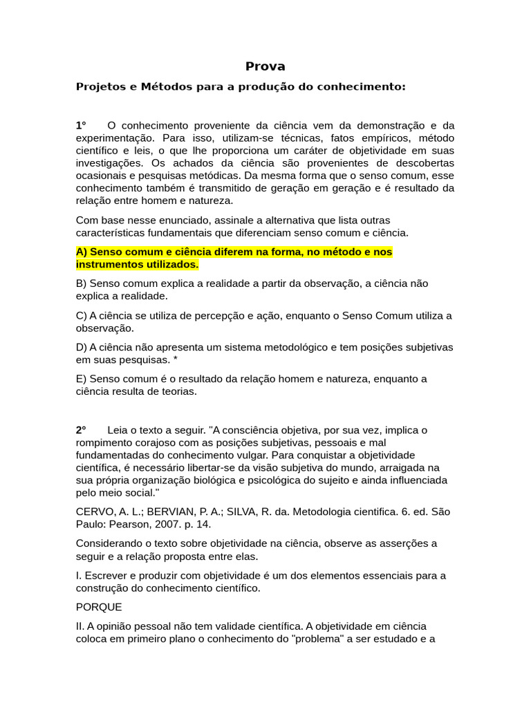 Diferenças entre Ciência e Senso Comum | PDF | Science | Método científico