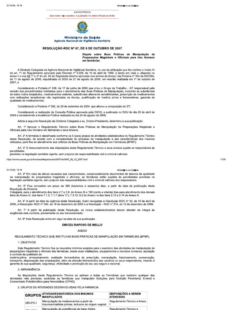 RDC 67.2007 | PDF