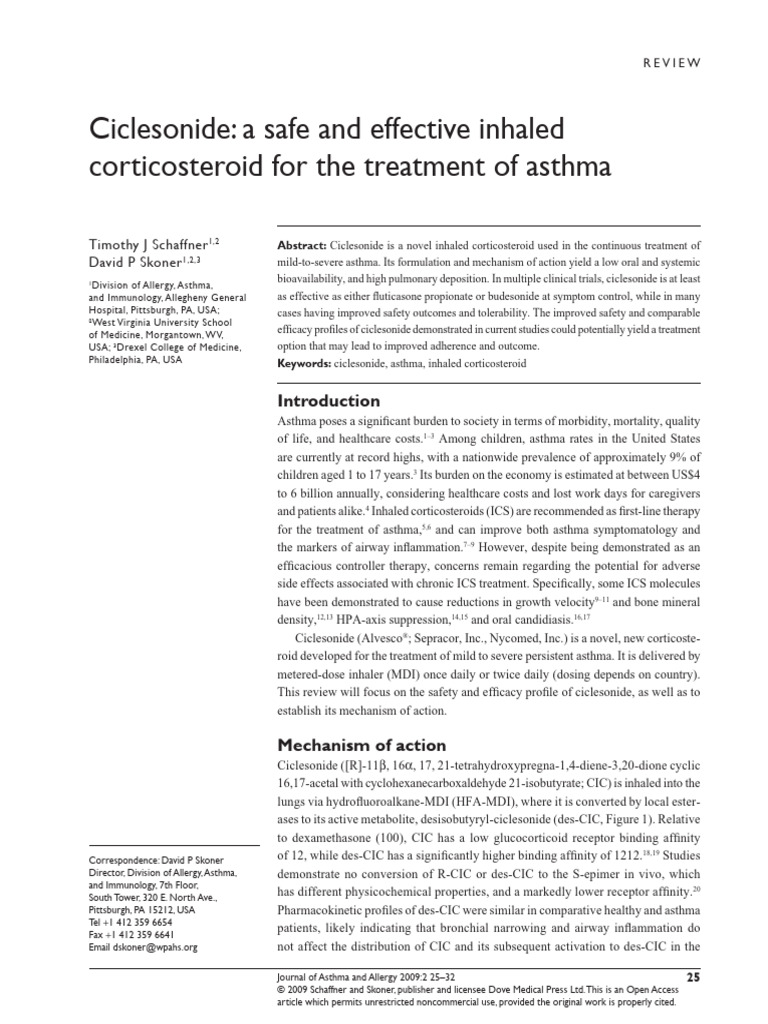 Ciclesonide A Safe and Effective Inhaled Corticosteroid For The ...