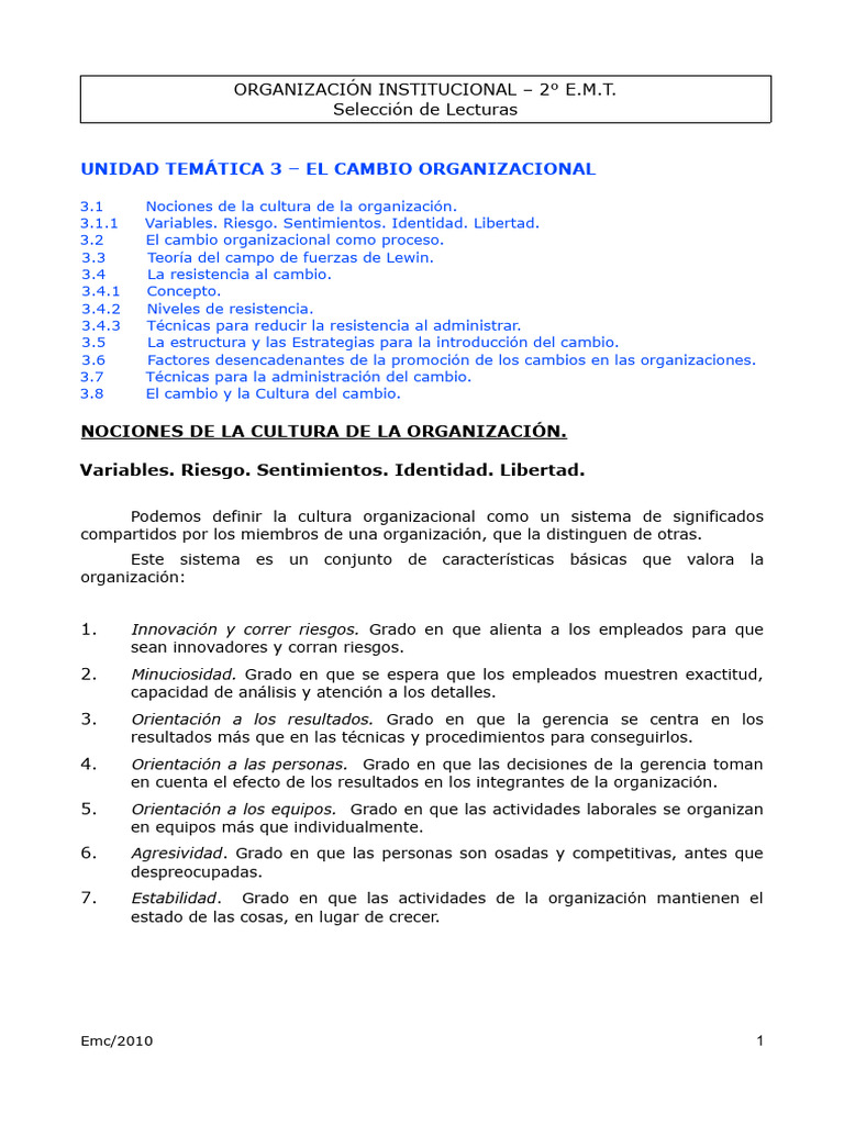 Resistencia al Cambio Organizacional | PDF | Gestión del cambio | Business