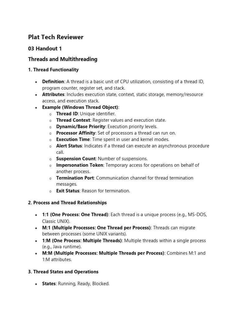 Threads and Concurrency Overview | PDF | Thread (Computing) | Process ...