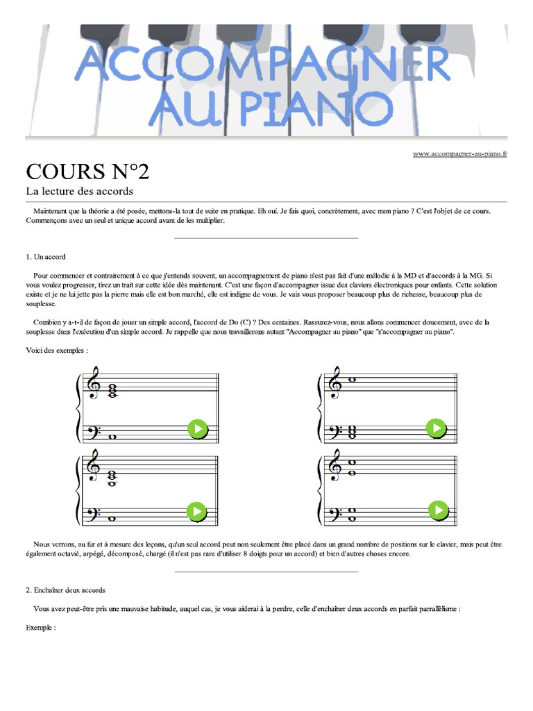 Accompagnements En Accords Et Arpèges Au Piano
