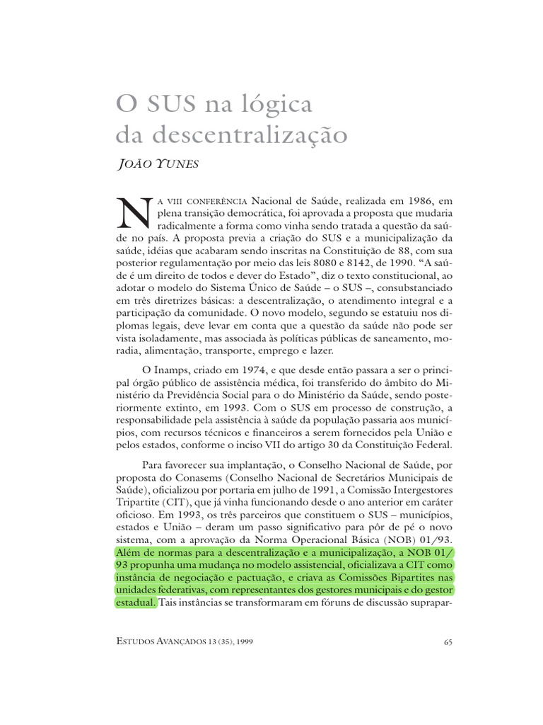 Descentralização do SUS e seus Desafios | PDF | Esfera pública ...