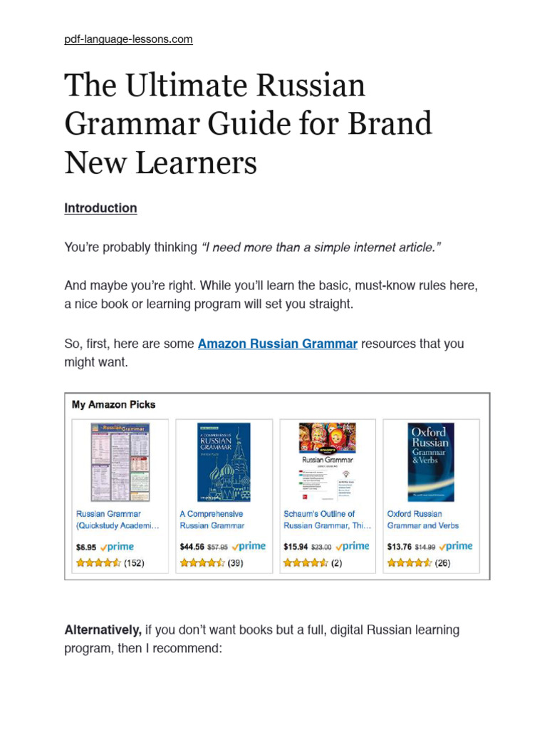The Ultimate Russian Grammar Guide For Brand New Learners Author PDF ...