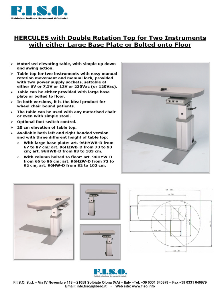 Motorised Elevating Table for Instruments | PDF