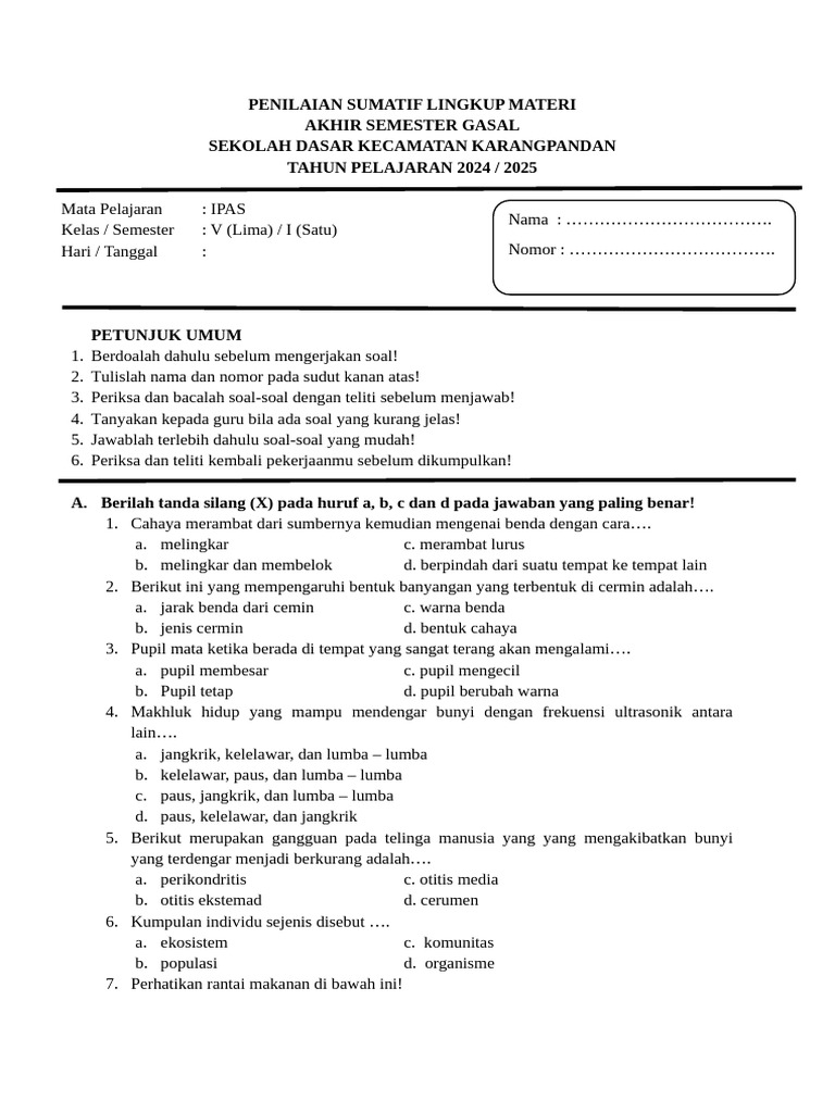Pas Ipas Kelas 5 SMT 1 Revisi | PDF | Ilmu Sosial