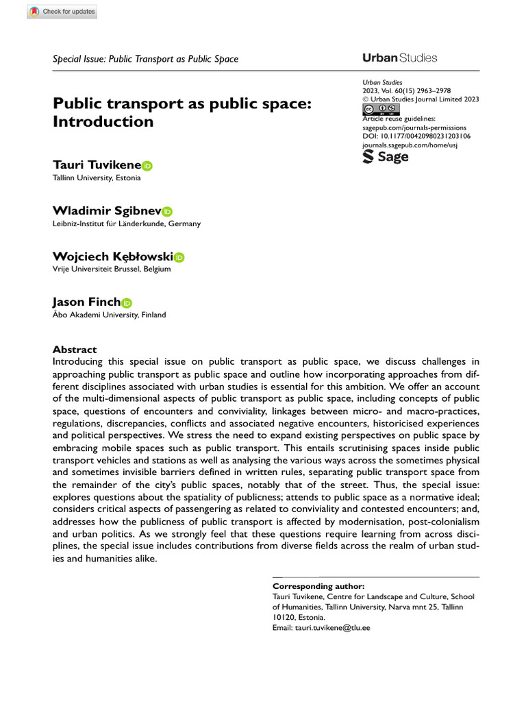 Public Transport as Urban Public Space | PDF | Space | Public Transport