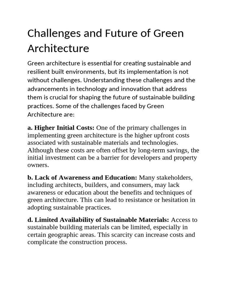 Challenges in Green Architecture | PDF | Sustainable Architecture ...