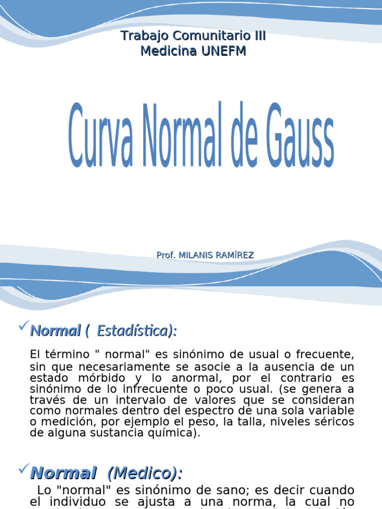 Curva Normal De Gauss En Estad stica PDF Dispersi n Estad stica 