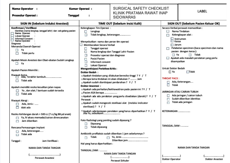 PDF Surgical Safety Checklist - Compress 1 | PDF