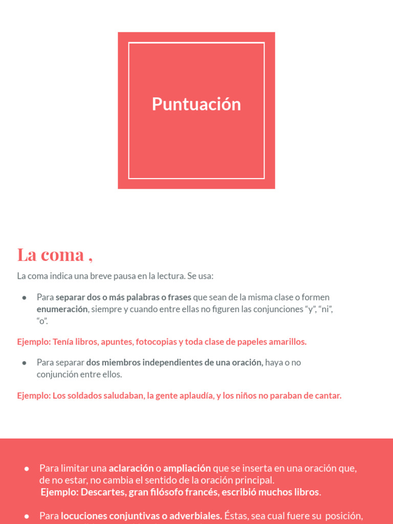 PUNTUACIÓN | PDF | Coma | Oración (Lingüística)