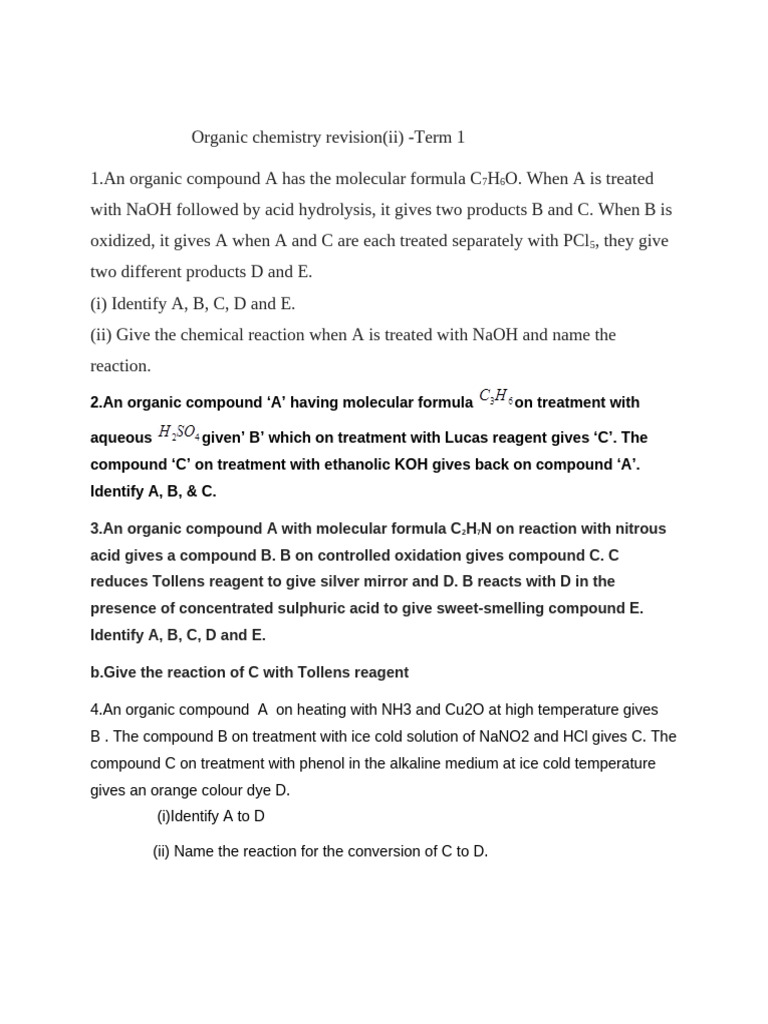Organic Chemistry Term 1 Revision Guide | PDF