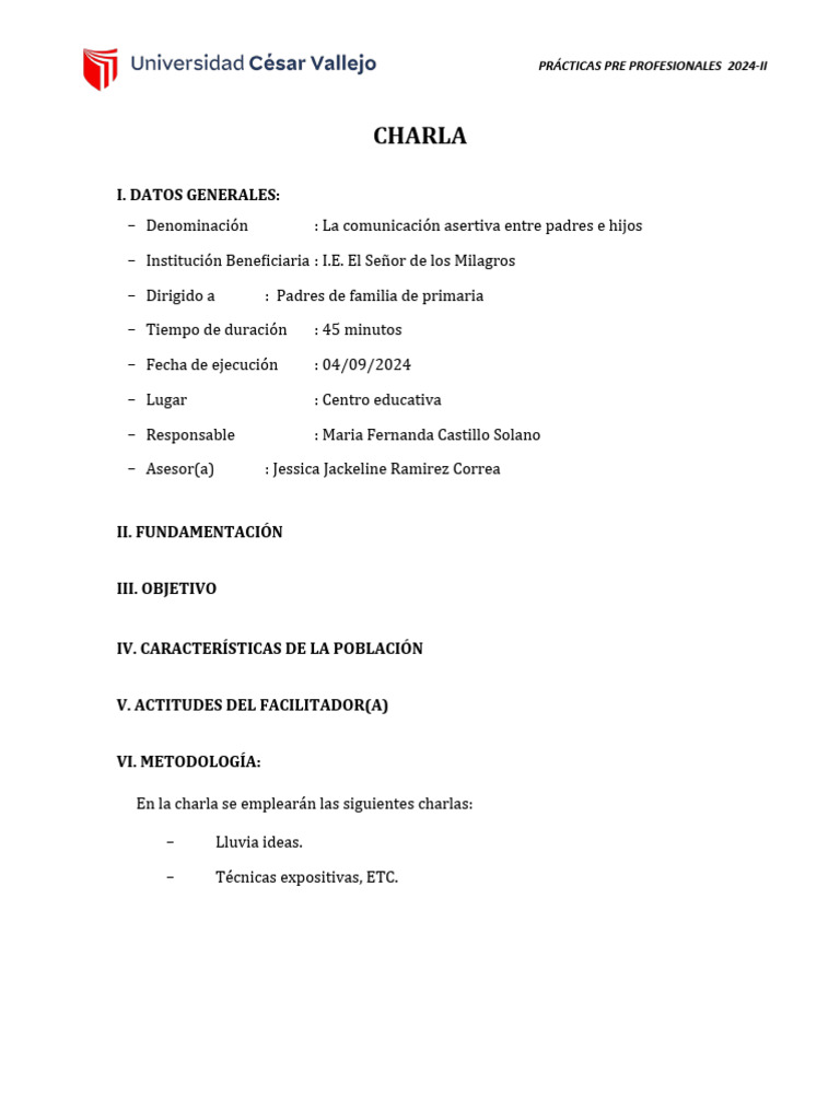 Esquema de Charla - Nro 1 | PDF | Sicología