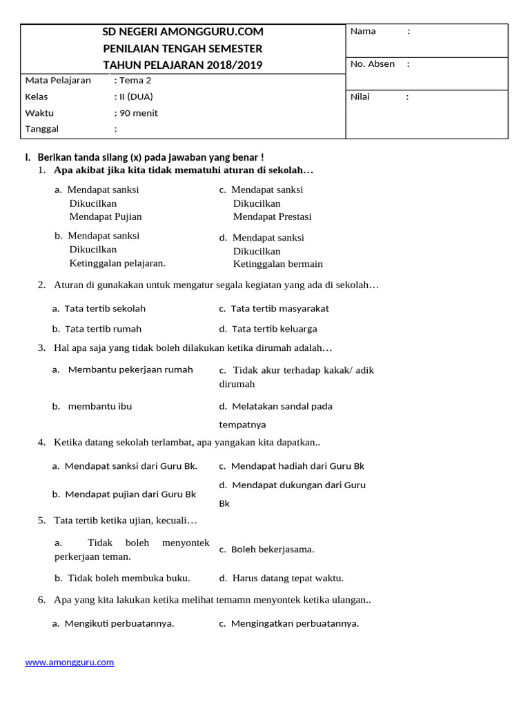 Menguasai Tugas Sehari-hari: Kumpulan Contoh Soal UAS Kelas 2 yang Menginspirasi