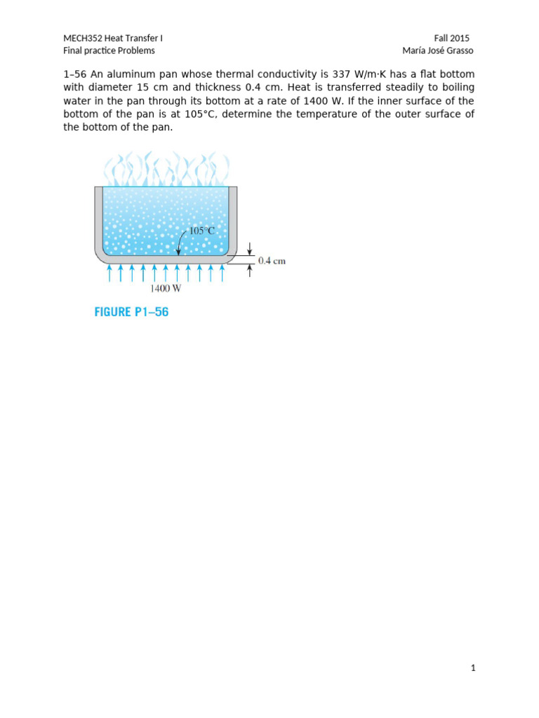 MECH352 Heat Transfer Practice Problems | PDF | Heat Transfer | Thermal ...
