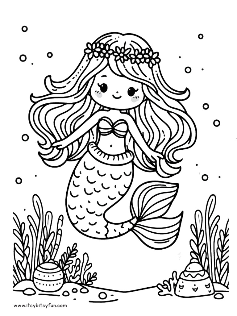 Mermaid Coloring Pages For Kids 1 | PDF