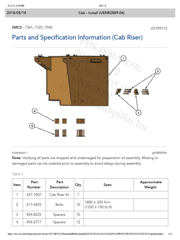 Cab Riser Installation Guide | PDF | Screw