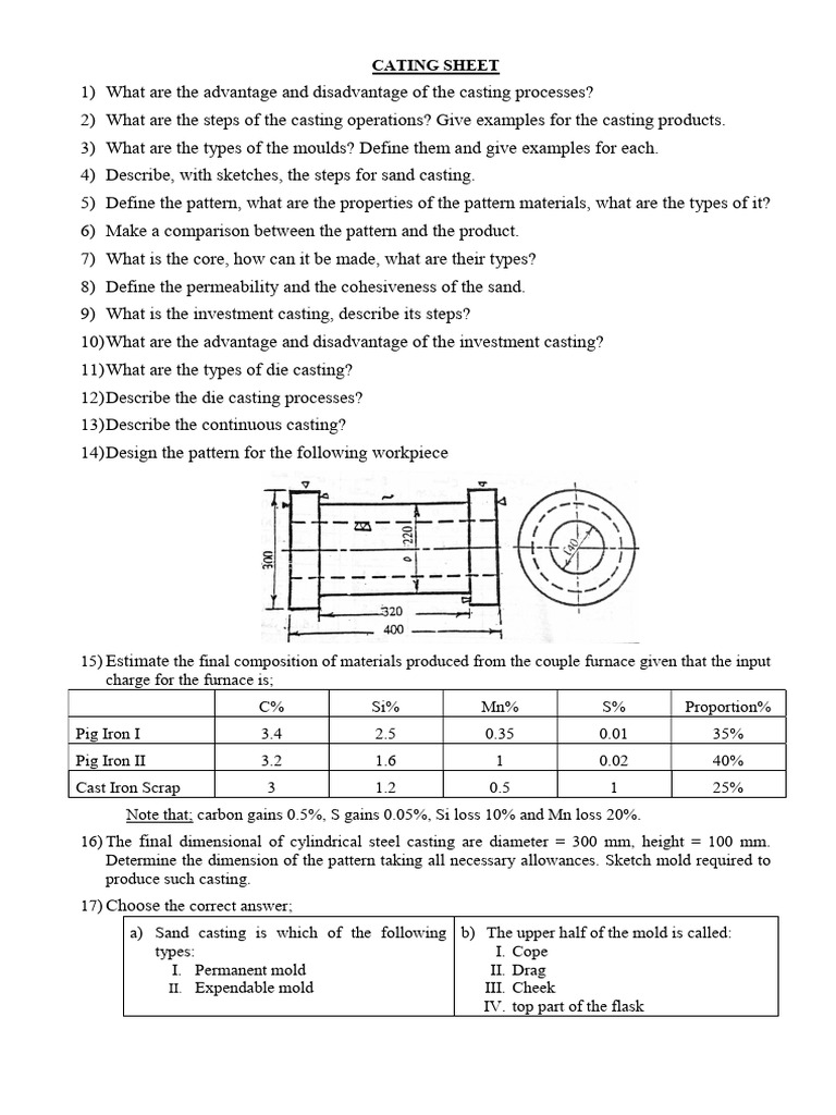 Casting Sheet | PDF
