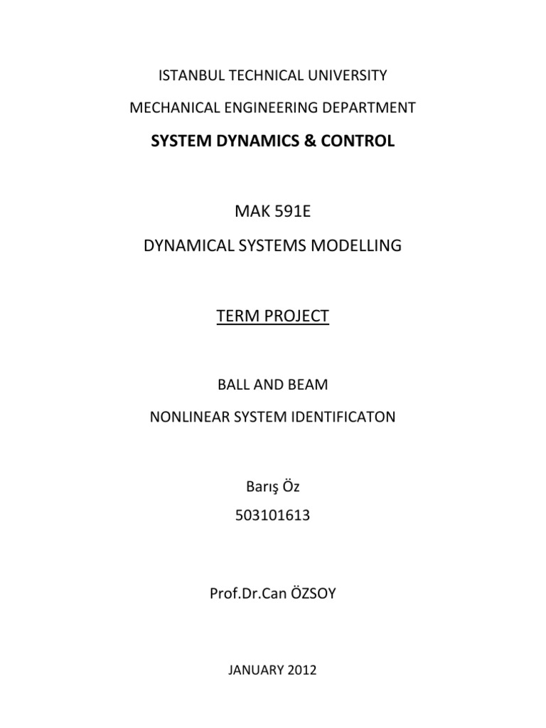 NLARX Model for Ball and Beam System | PDF | Nonlinear System ...
