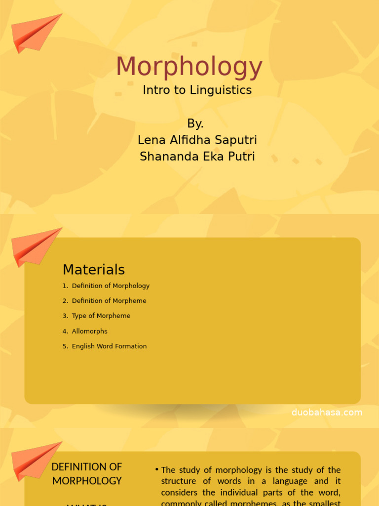 Understanding Morphology in Linguistics | PDF | Word | Morphology ...