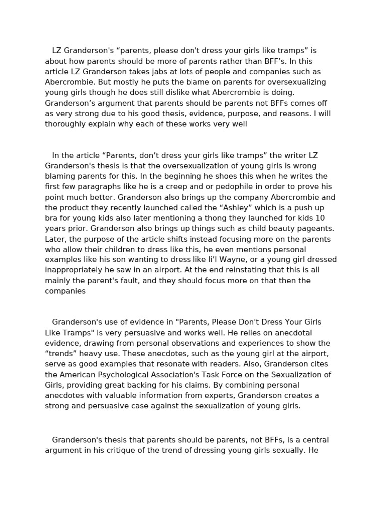 Parents Stop Sexualizing Young Girls PDF Body Image Self Esteem