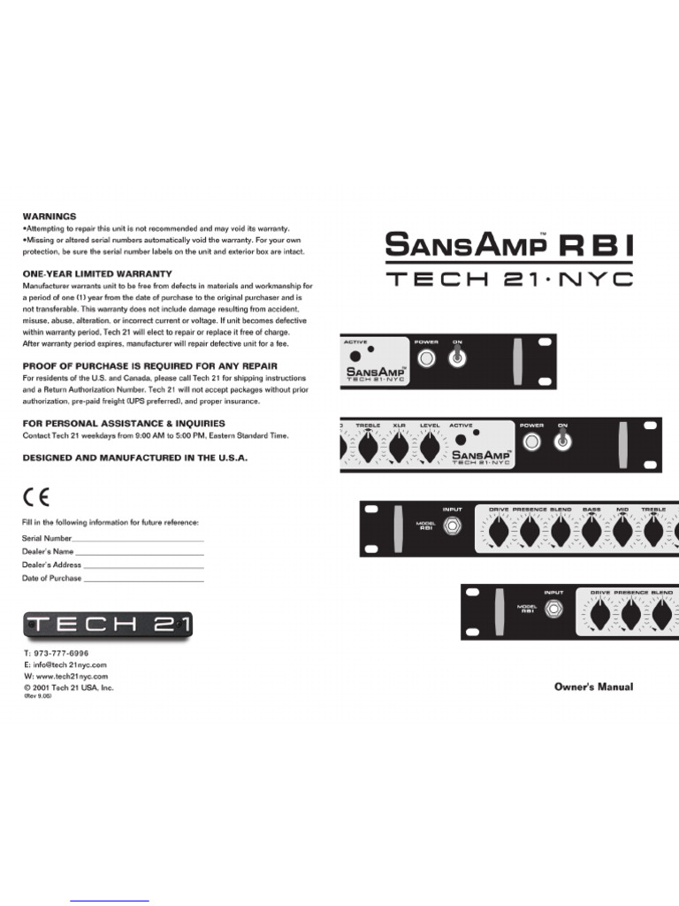 Sansamp Rbi Pdf : TECH 21 SANSAMP RBI OWNER’S MANUAL Pdf Download – IMBN