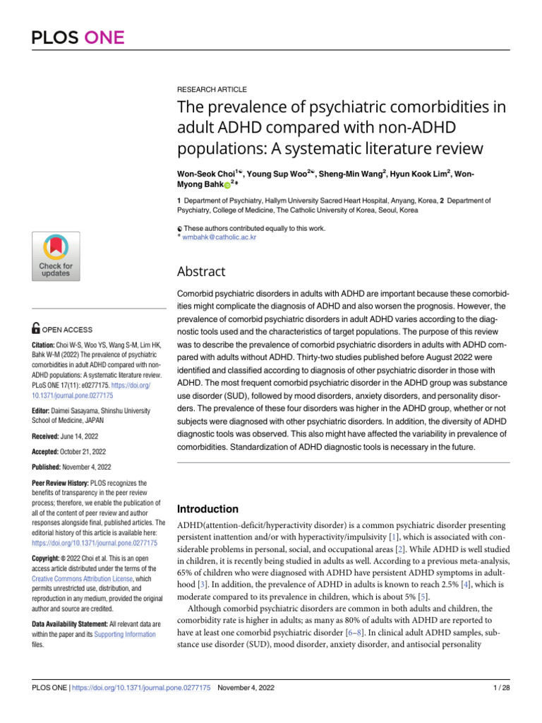 The Prevalence of Psychiatric Comorbidities in Adult ADHD Compared With ...