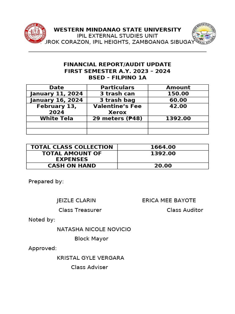 Illustration of Last Financial Report Update To Date