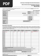 Download Pakistan Exams CIE O A Level Registrarion Form MayJune 2012 by Hubbak Khan SN78666077 doc pdf