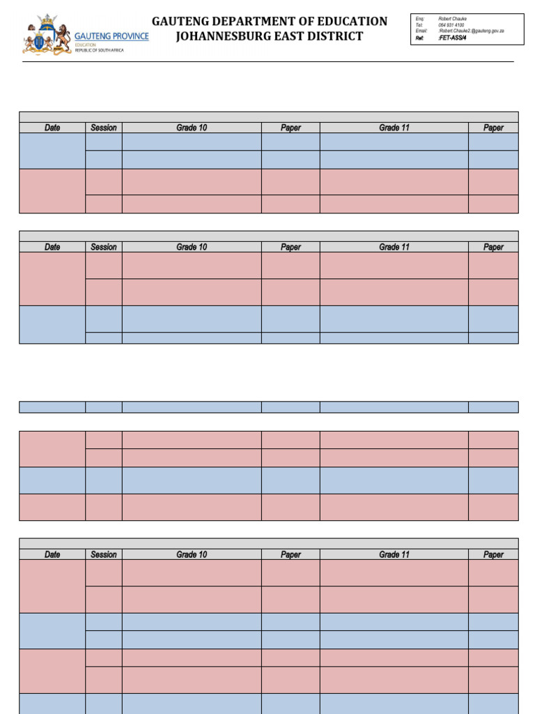 Grade 10 & 11 Exam Schedule 2024 | PDF | Science